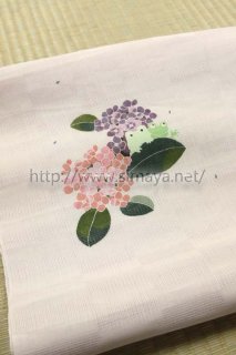紋紗 朝顔 夏９寸名古屋帯 全通柄 正絹 夏帯 紋紗 朝顔 夏9寸名古屋帯 全通柄 正絹 夏帯