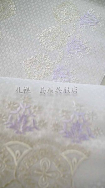 画像6: 九寸名古屋帯:刺しゅう・花とレース (6)