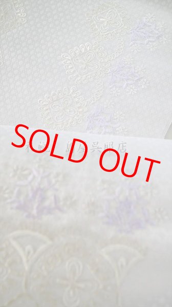 画像6: 九寸名古屋帯：刺しゅう・花とレース (6)