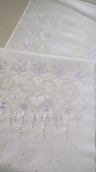 画像7: 九寸名古屋帯:刺しゅう・花とレース (7)