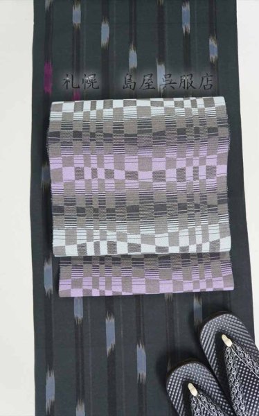画像6: 【広幅】紫織庵：黒系ストライプ（綿絽） (6)