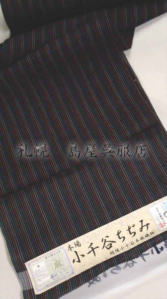 画像2: 小千谷縮:細オレンジ/エメラルド (2)