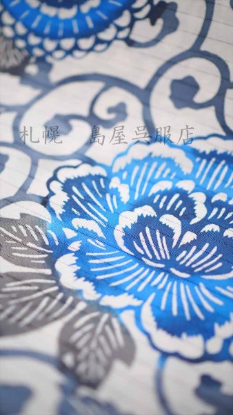 画像2: (夏)九寸名古屋帯:江戸紅型・青い花(丸) (2)