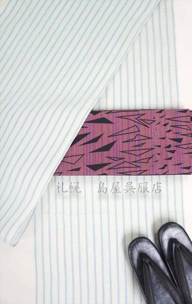 画像12: 小千谷縮：白緑ストライプ (12)