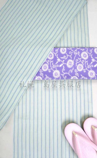 画像10: 小千谷縮：白緑ストライプ (10)