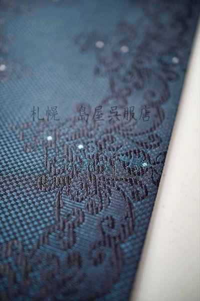 画像8: 半幅帯：リバーシブル博多織　アラベスク／花つなぎ（黒） (8)