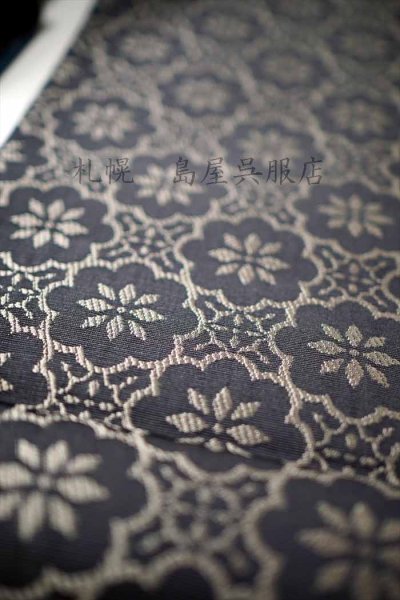 画像6: 半幅帯：リバーシブル博多織　アラベスク／花つなぎ（黒） (6)