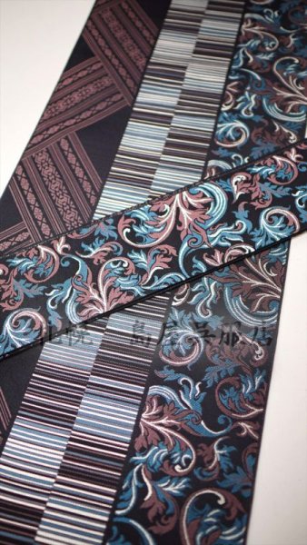 画像2: 角帯：島屋オリジナル シマエナガ柄入り　六本着（ろっぽんぎ）本場筑前博多織　 (2)