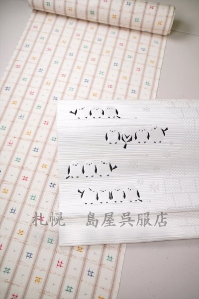 画像16: 八寸名古屋帯：【島屋オリジナル】シマエナガ (16)