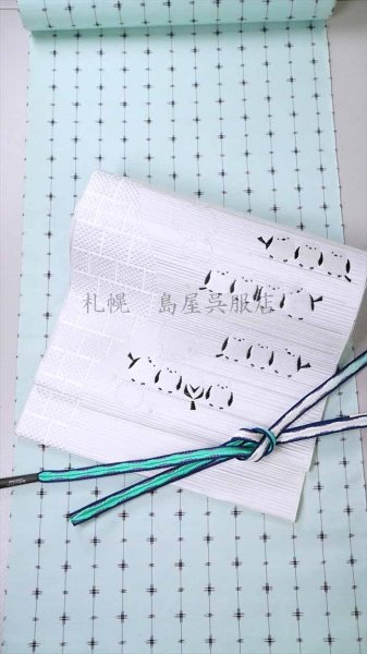 画像5: 【珍品・伝統工芸士製作】琉球絣：ミントグリーン (5)