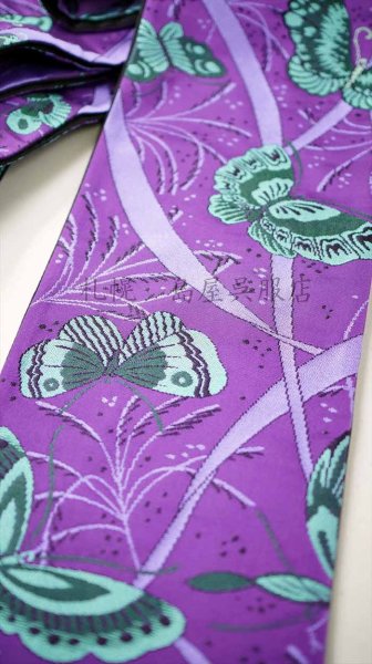 画像2: 【現品限り】半幅帯：西陣おおば・てふてふ (2)