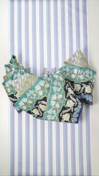 画像8: 【広幅】大島紬：クールストライプ (8)