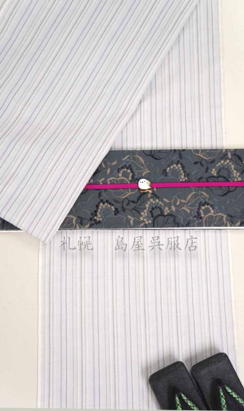 画像8: 半幅帯:花刺しゅう(チャコールグレー) (8)