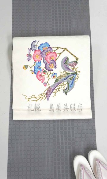 画像5: 九寸名古屋帯：琉球本紅型・コチョウラン (5)