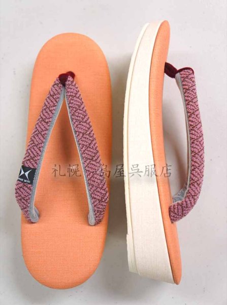 画像3: 女性用草履：ハナエモリデザイン・オレンジ系 (3)