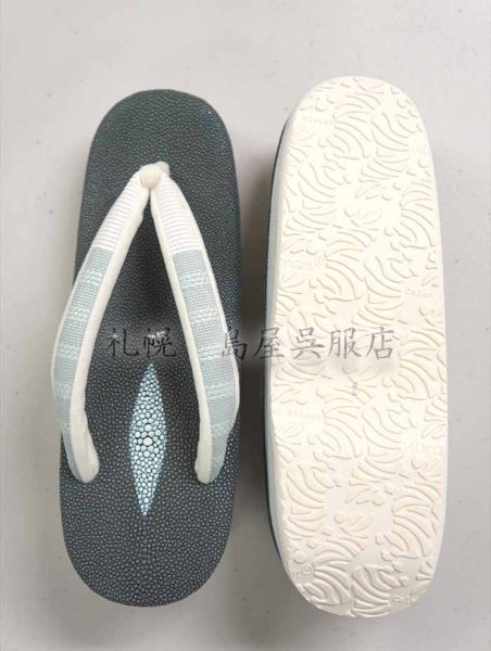 画像3: 女性用草履：カレンブロッソ・Ｌサイズ／ガルーシャ（エイ革）・鎧織鼻緒 (3)