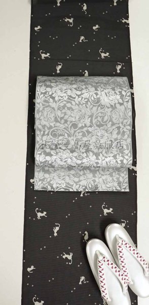 画像6: （夏）絽・ネコのシルエット (6)