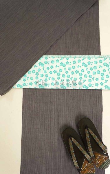 画像10: 半幅帯:リバーシブル 希少な西陣織 ハートの花/花唐草(蔦屋久兵衛) (10)