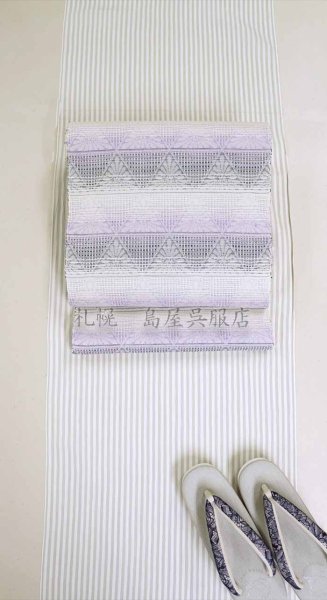 画像8: 小千谷縮：竹麻ちぢみ・薄グレーストライプ (8)