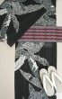 画像7: 半幅帯：花織／やしらみ花織・グレーと紫ボーダー (7)