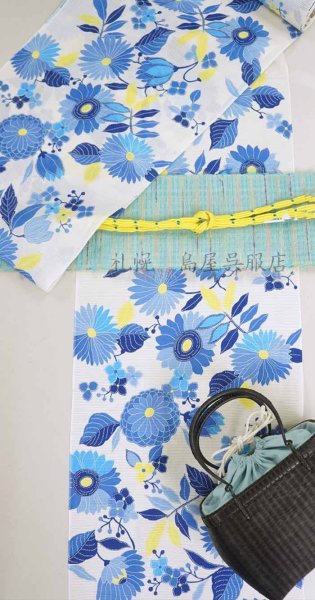 画像8: 紫織庵:ブルーの花々(綿絽) (8)