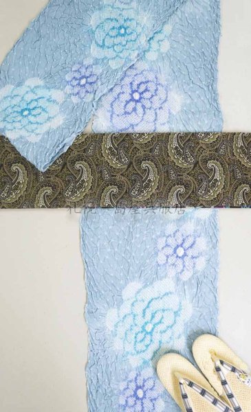 画像7: 半幅帯:リバーシブル 唐花鳳凰 (7)