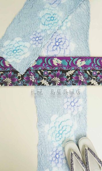 画像6: 半幅帯:リバーシブル 唐花鳳凰 (6)