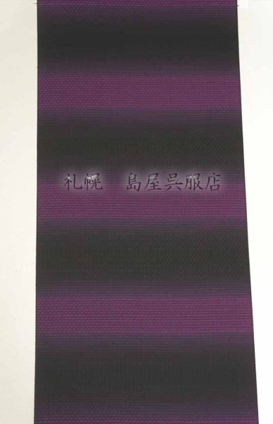 画像1: 【広幅】十日町紬：紫ボーダー (1)
