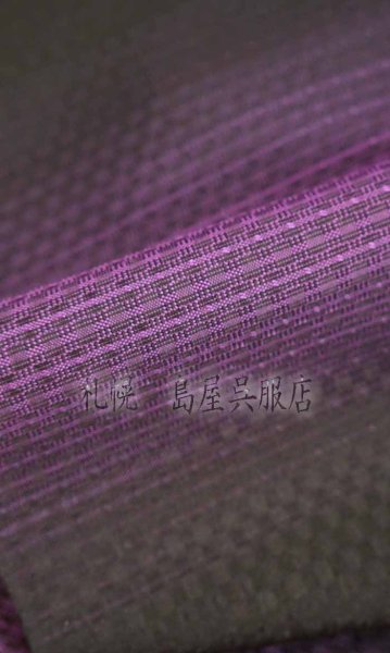 画像4: 【広幅】十日町紬：紫ボーダー (4)