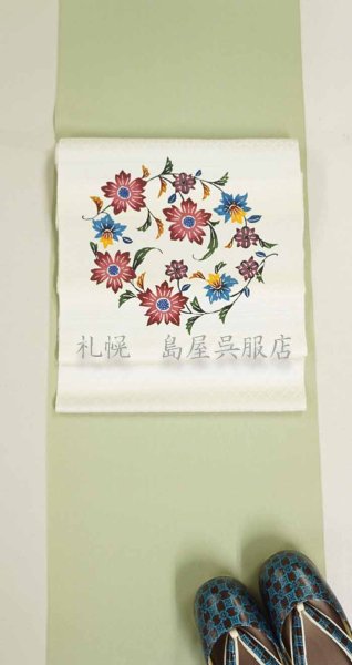 画像8: 九名古屋帯：沖縄県 本紅型・花の輪舞（ロンド） (8)
