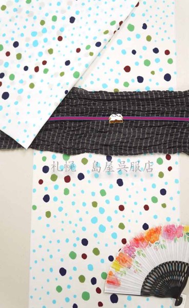 画像10: 美しいキモノ掲載柄・竺仙：水玉（コーマ） (10)