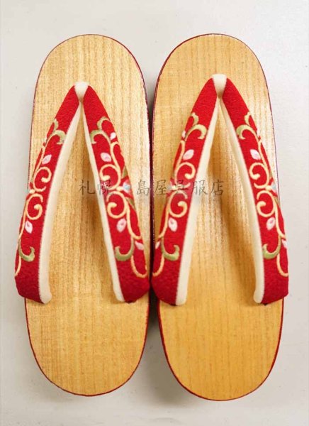 画像2: 女性用下駄：赤い塗下駄 (2)