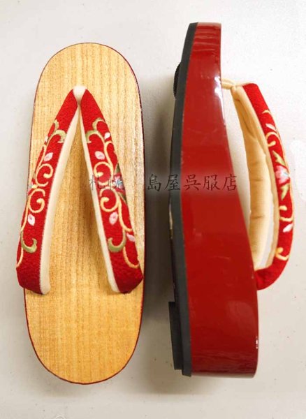 画像3: 女性用下駄：赤い塗下駄 (3)