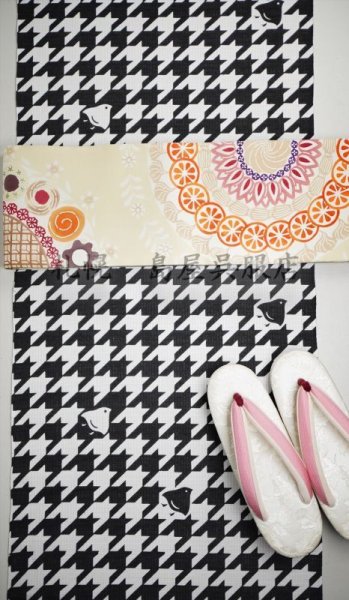 画像8: 紺仁:千鳥格子(綿麻紅梅) (8)