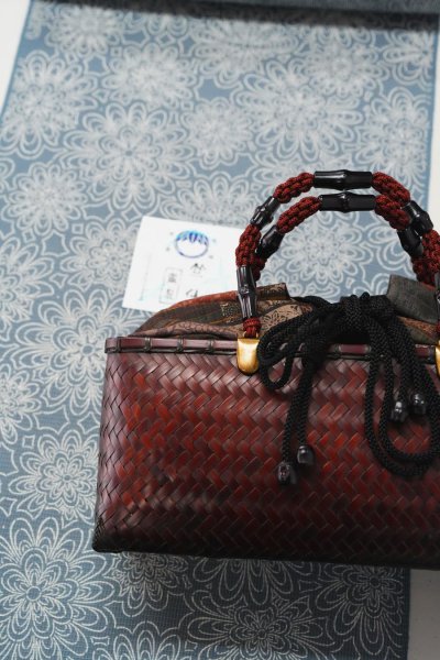 画像6: バッグ：竹かごバッグ・柿渋巾着 (6)