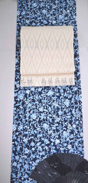 画像9: （夏）八寸名古屋帯：紋紗・菱文様 (9)