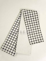 【着物と帯 時流】N25667◆正絹 九寸名古屋帯◆斜め格子柄 グレー 名古屋帯 美品 名品 夏帯 八寸名古屋帯 亀甲 斜め格子 灰白 正絹