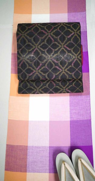 画像4: 片貝木綿：カラフルポップ格子・ピンク (4)