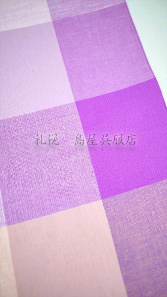 画像3: 片貝木綿：カラフルポップ格子・ピンク (3)