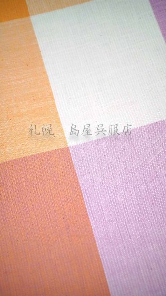 画像2: 片貝木綿：カラフルポップ格子・ピンク (2)