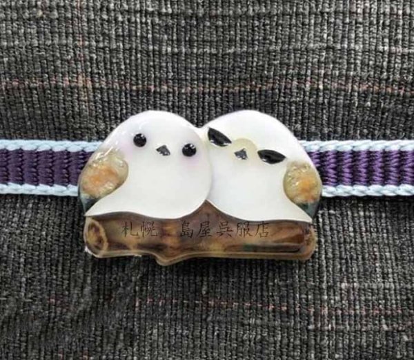 画像3: 帯留:島屋オリジナル ワルくてもカワイイ!シマエナガ・ワルエナガペア(七宝焼) (3)