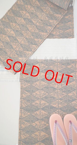 画像10: 【島屋オリジナル】片貝木綿・柿渋両面染め：竹尽くし (10)