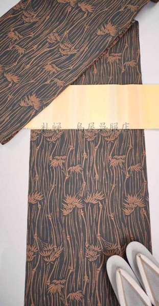 画像13: 【島屋オリジナル】片貝木綿・柿渋両面染め：竹尽くし (13)