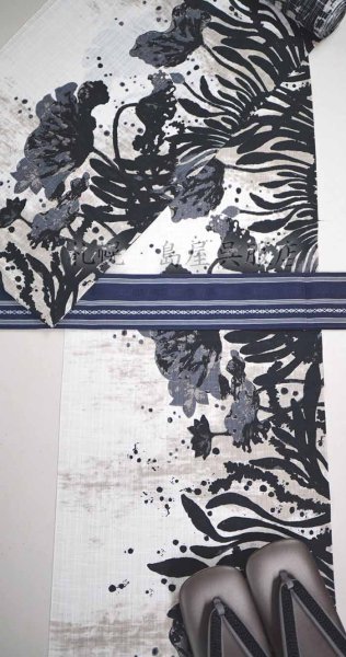 画像10: 角帯：リバーシブル　歌舞伎柄／献上（紺地に白） (10)