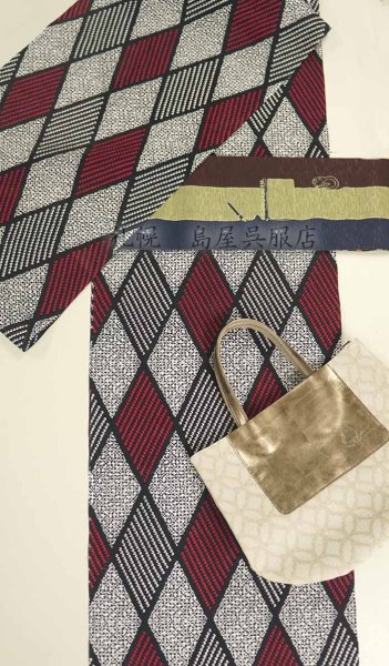 画像7: 【広幅】紫織庵：菱取友禅絞り風（綿絽） (7)