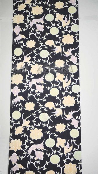 画像2: 紺仁：綿ちぢみ更紗（金魚） (2)