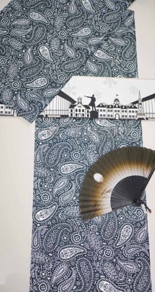 画像11: 紺仁：ペイズリー（綿麻紅梅） (11)