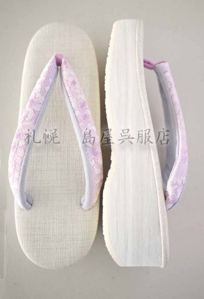 画像3: 女性用草履：カレンブロッソ・Mサイズ／ボタニカルレース・白にピンク (3)