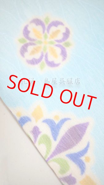 画像7: 半幅帯：リバーシブル　夾纈（きょうけち）染風　茶色／空色 (7)