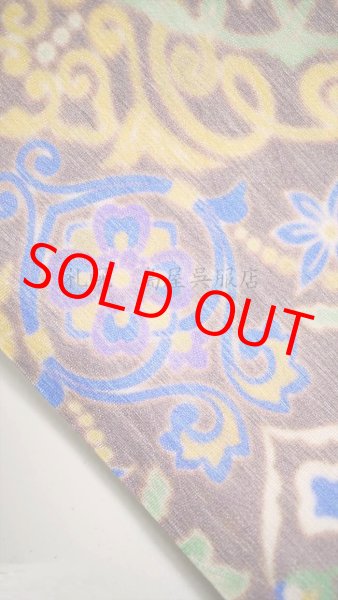 画像4: 半幅帯：リバーシブル　夾纈（きょうけち）染風　茶色／空色 (4)